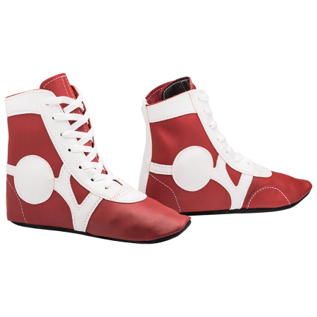 Купить Обувь для самбо SM-0102, кожа, красный Rusco в Моздоке 